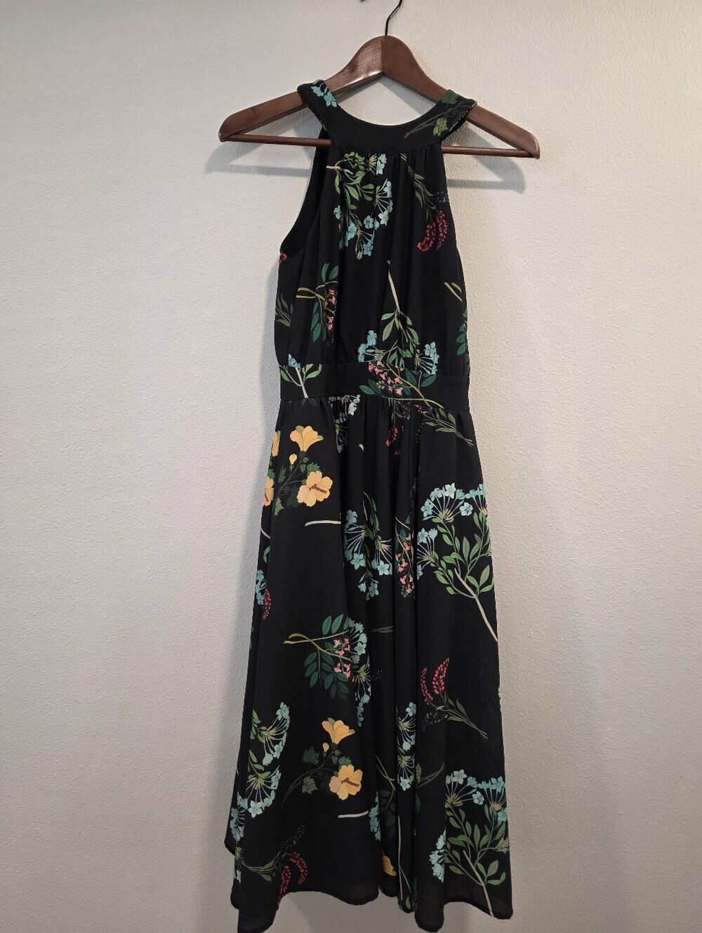 Laura Byrnes x Hope Morrison Black Floral Midi Halter Dress